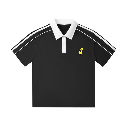 Contrast Collar Short-Sleeve Polo Shirt
